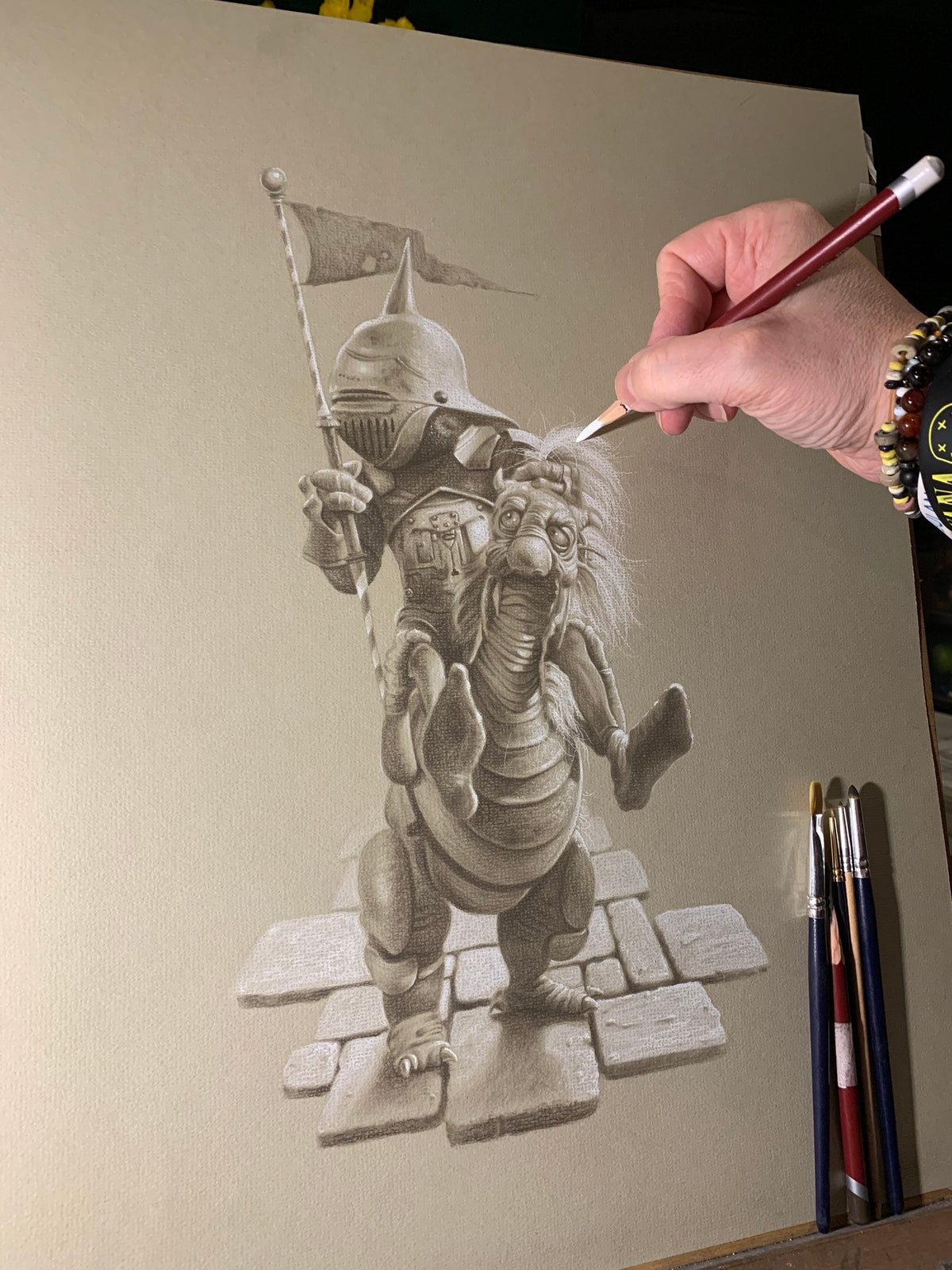 Limited print taken from my pastel drawing of a goblin knight from labyrinth