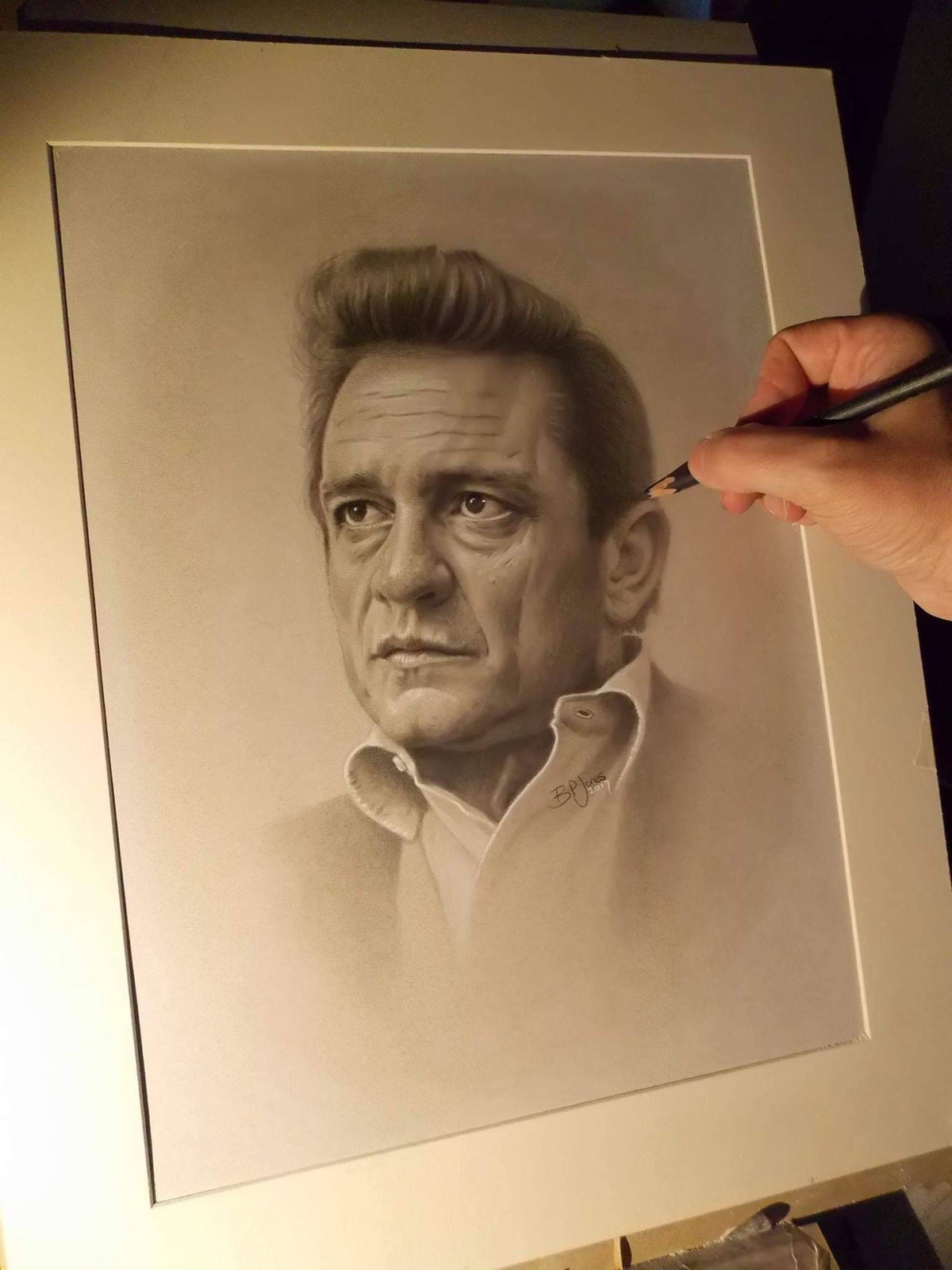 Limited print of my pastel drawing of Johnny Cash