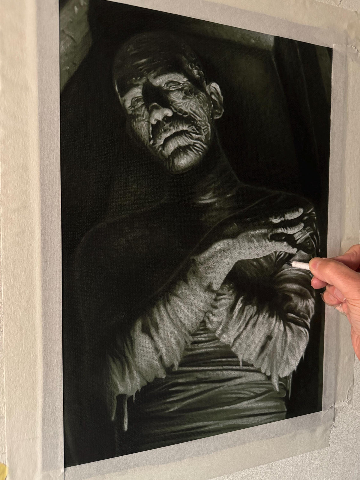 Limited print of my pastel drawing of the mummy. Horror movie