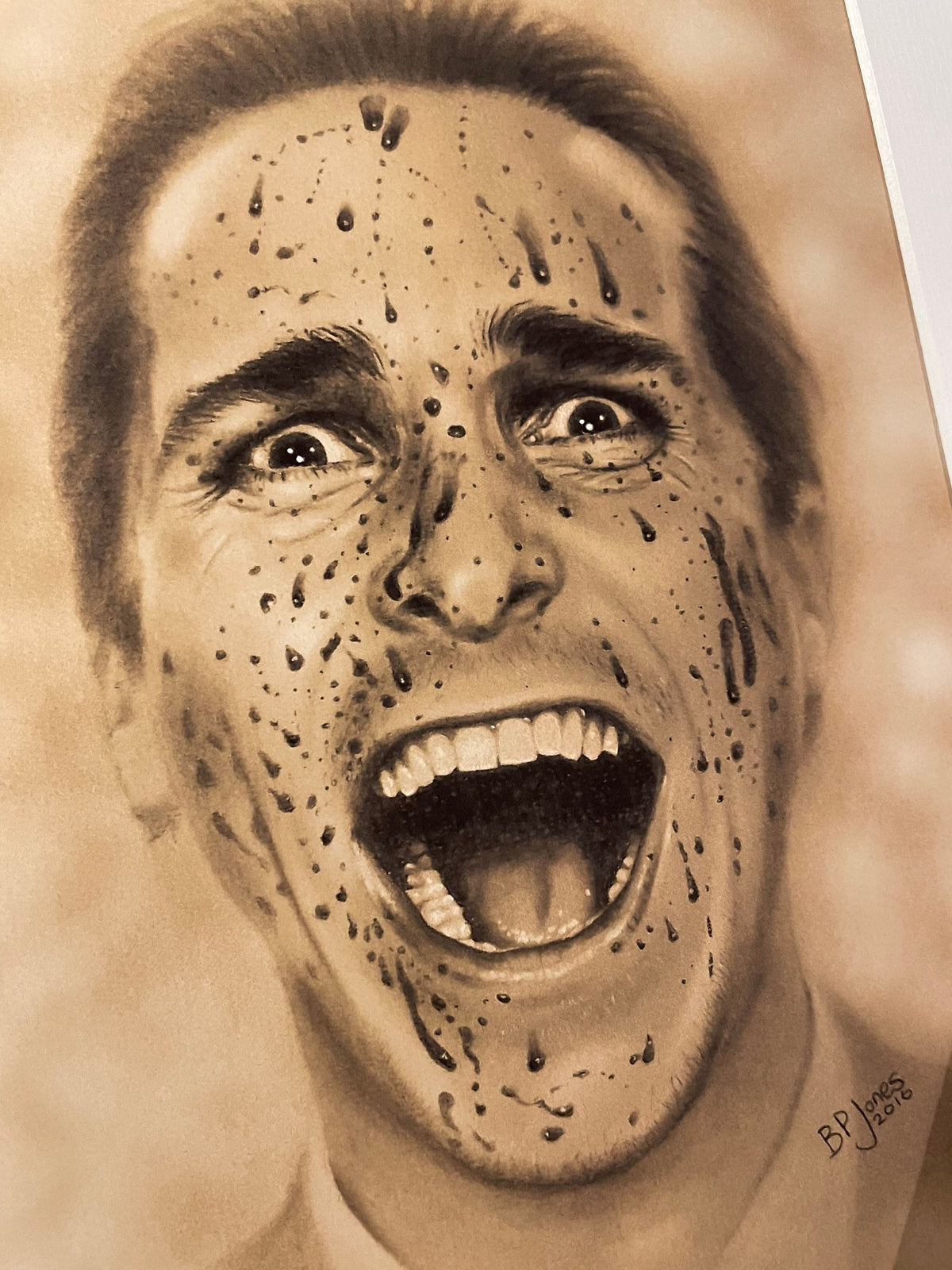 Limited print taken from my original pastel drawing of Patrick Bateman from psycho
