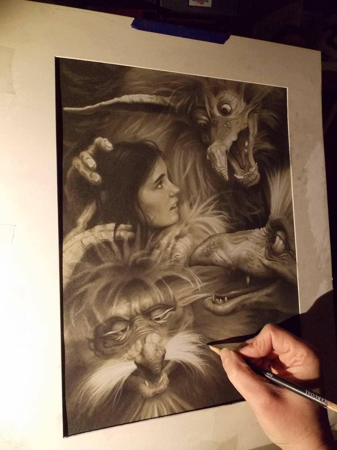 Limited print of my pastel drawing of Sarah and the fireys from labyrinth