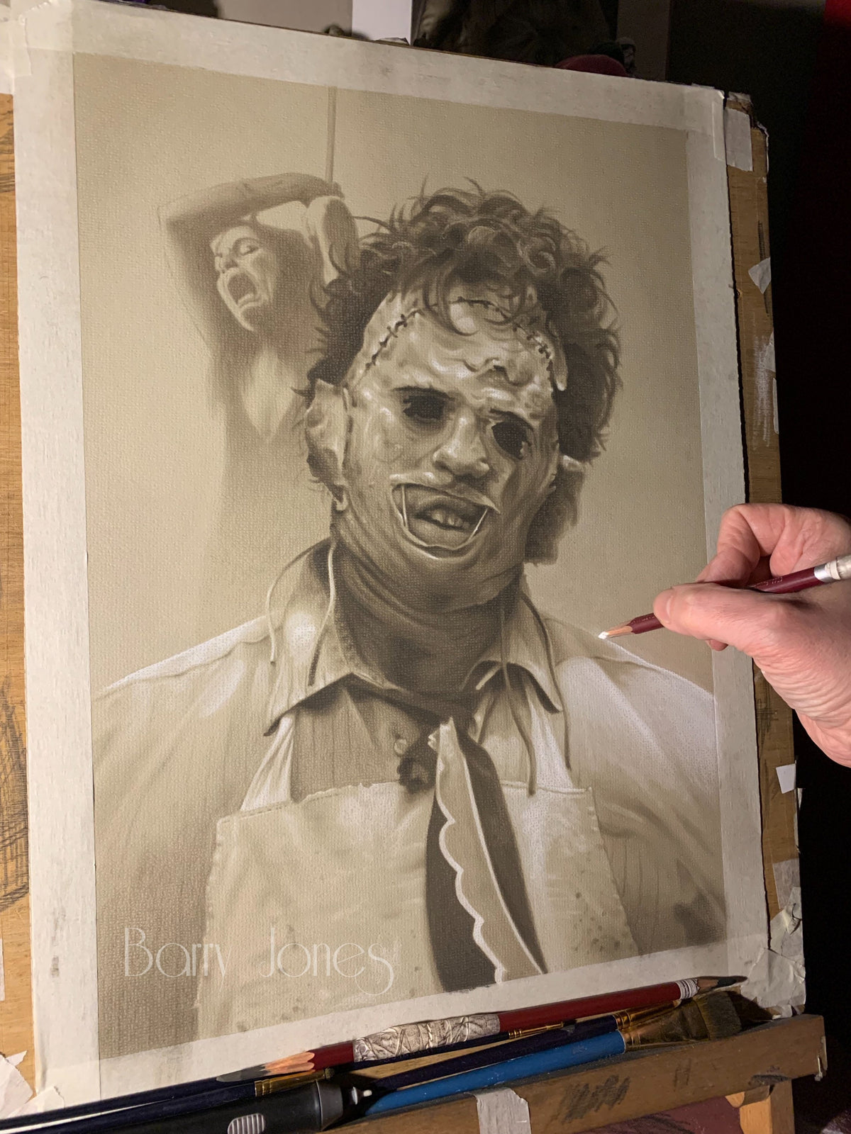 Limited print taken from my original pastel drawing of leatherface from Texas chainsaw massacre