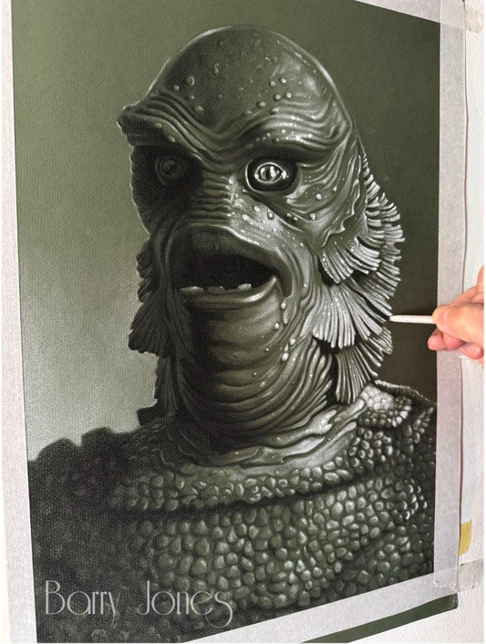 Limited print of my pastel drawing of creature from the black lagoon. Horror movie