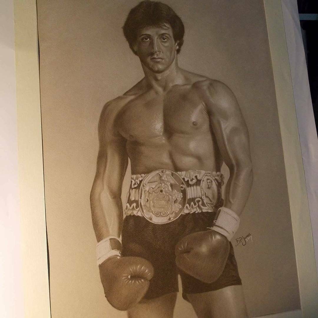 Limited print of my pastel drawing of Rocky Sylvester stallone