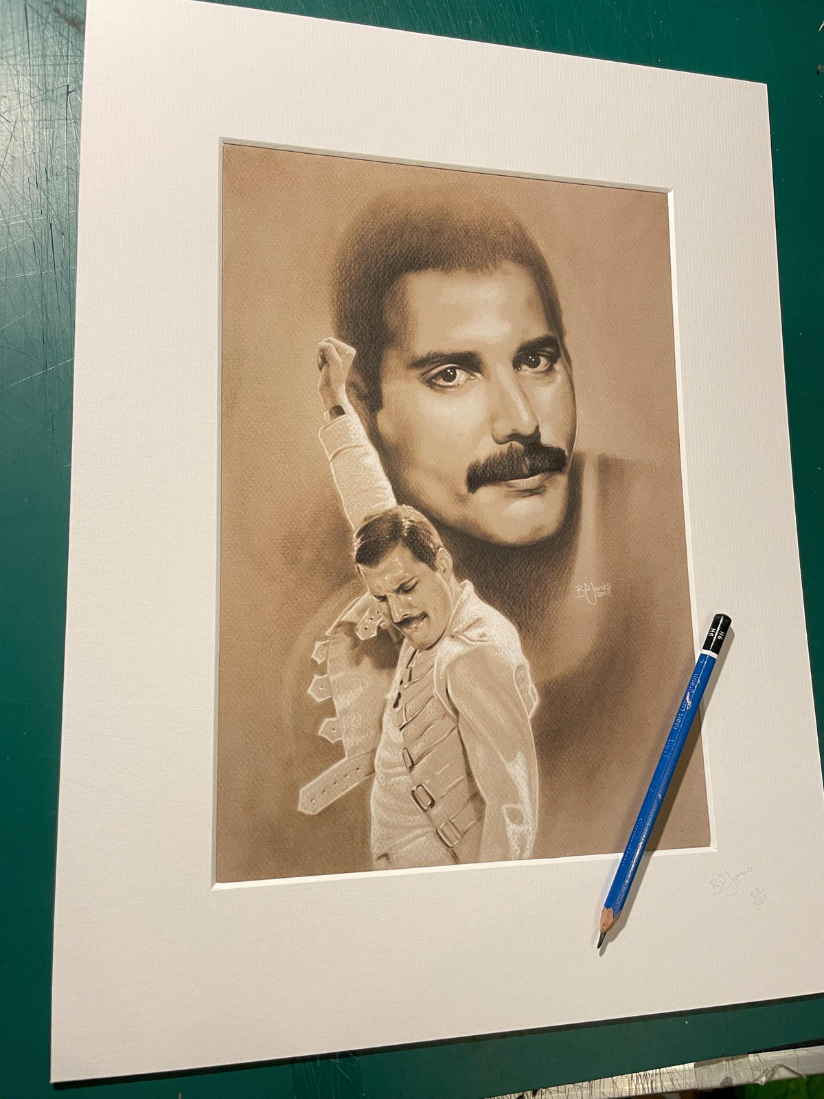 Limited print of my freddie mercury pastel drawing