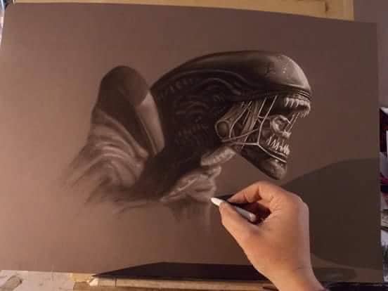 Limited print taken from my original pastel drawing of alien xenomorph