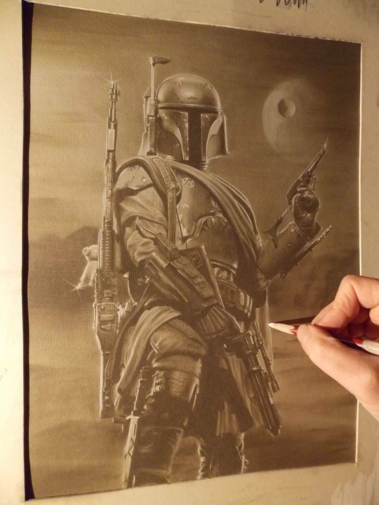 Limited print of my pastel drawing of boba fett from star wars