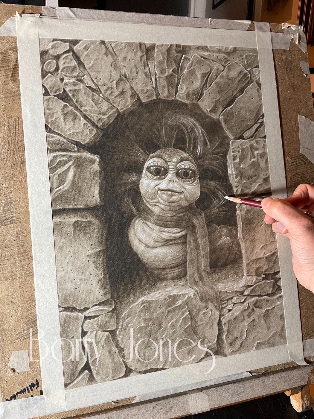 Limited print taken from my pastel drawing of the worm  from labyrinth