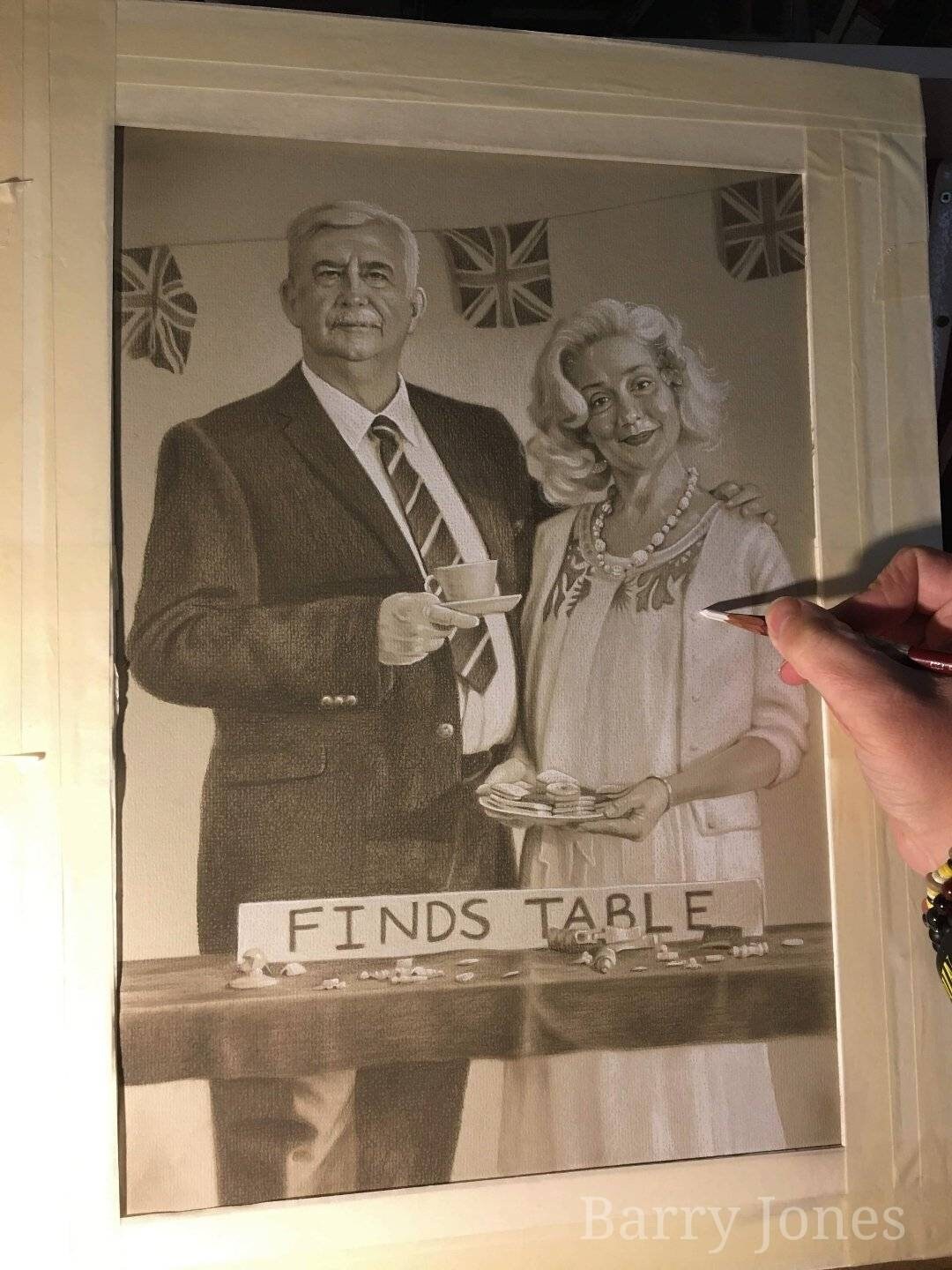Limited print taken from my original drawing of Sheila and Terry from detectorists