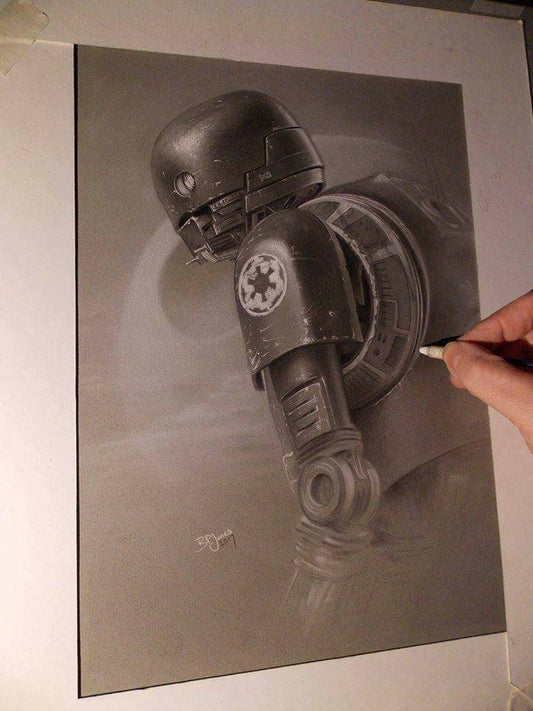 Limited print of my pastel drawing of k2so from star wars rogue one