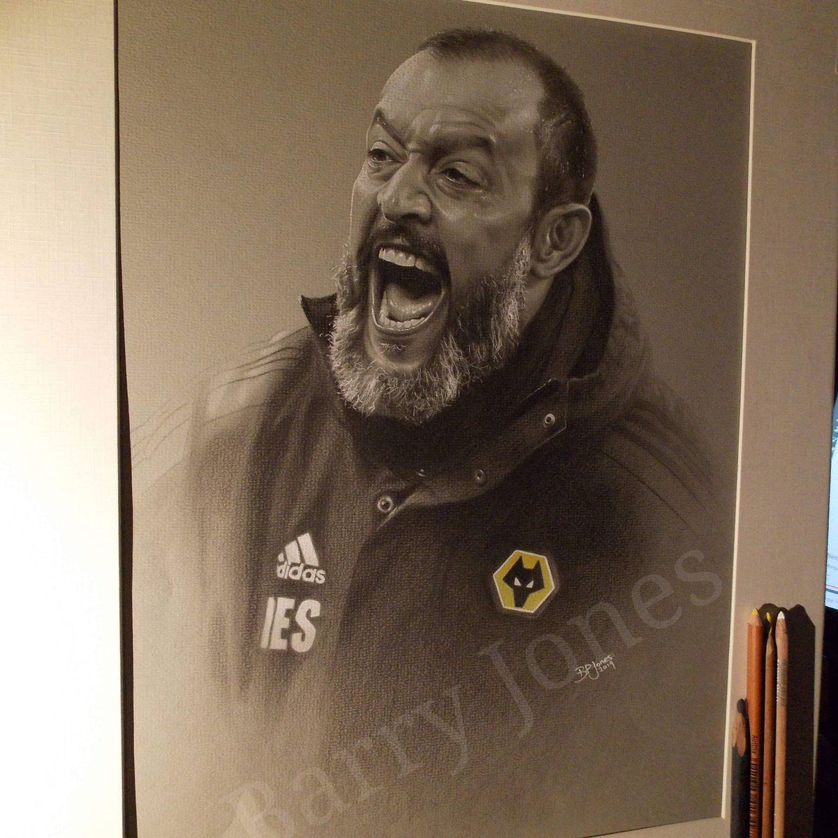 Limited print of my nuno Santos wolverhampton pastel drawing