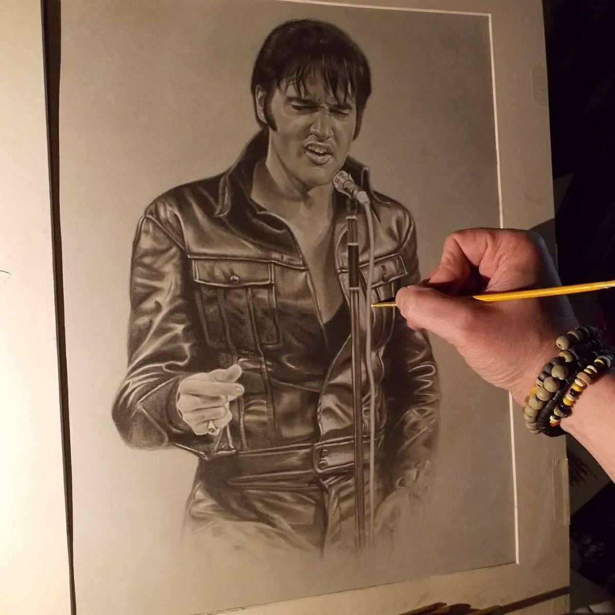 Limited print of my pastel drawing of Elvis