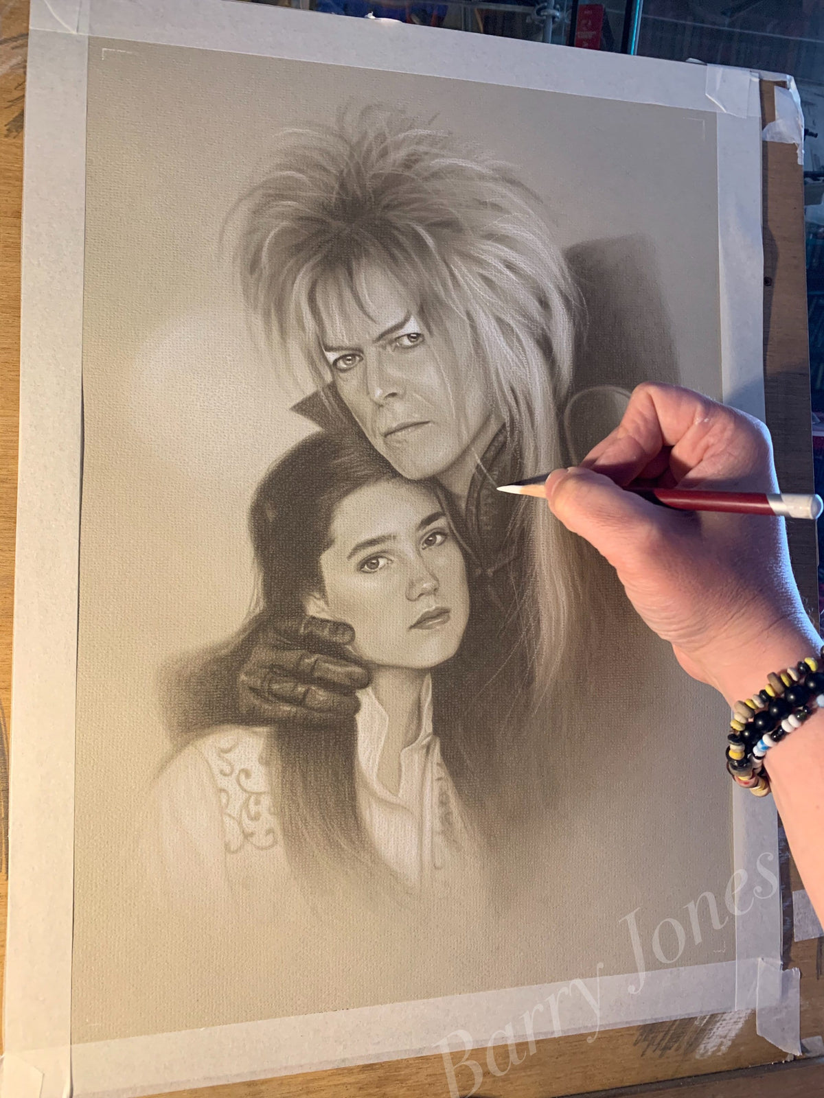 Limited print of Sarah and jareth taken from my original labyrinth pastel drawing