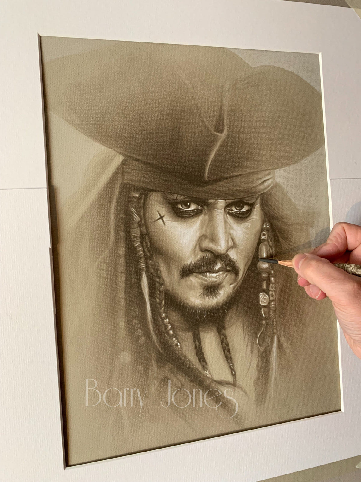 Limited print taken from my original pastel drawing of captain Jack Sparrow Johnny depp