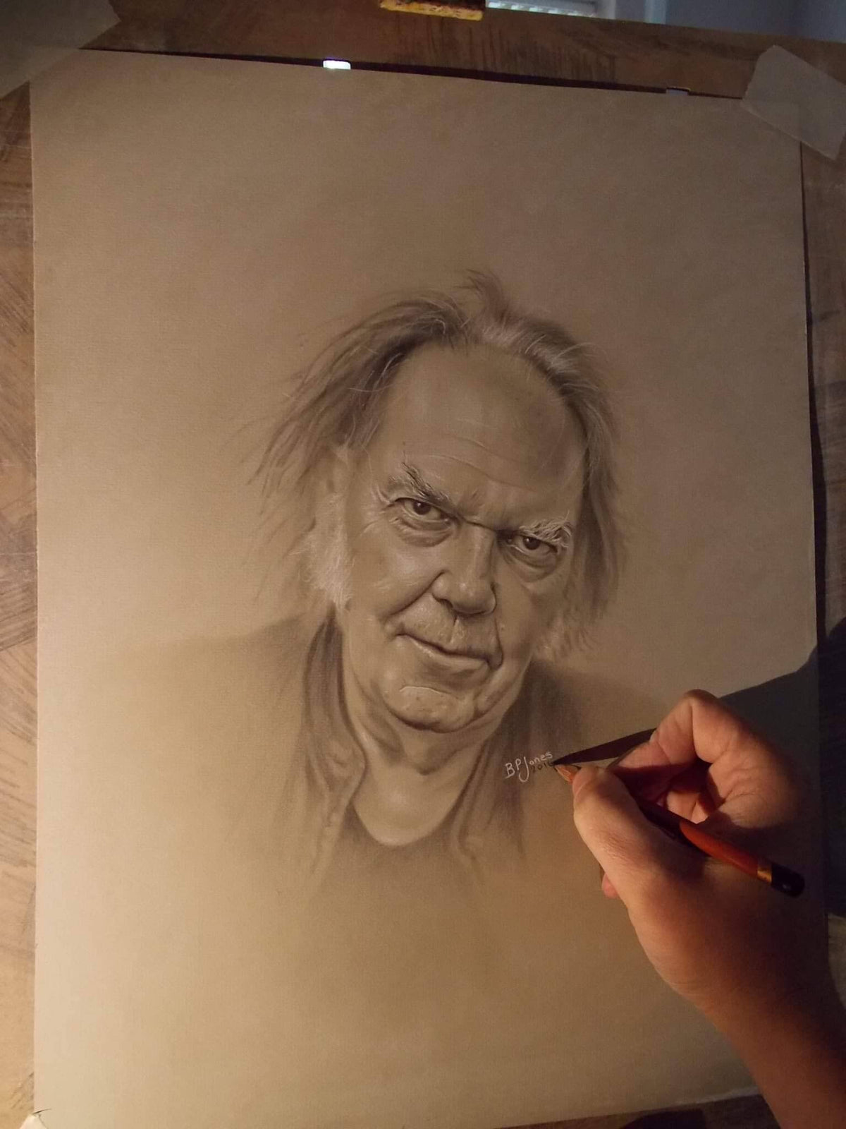 Limited print of my pastel drawing of Neil Young