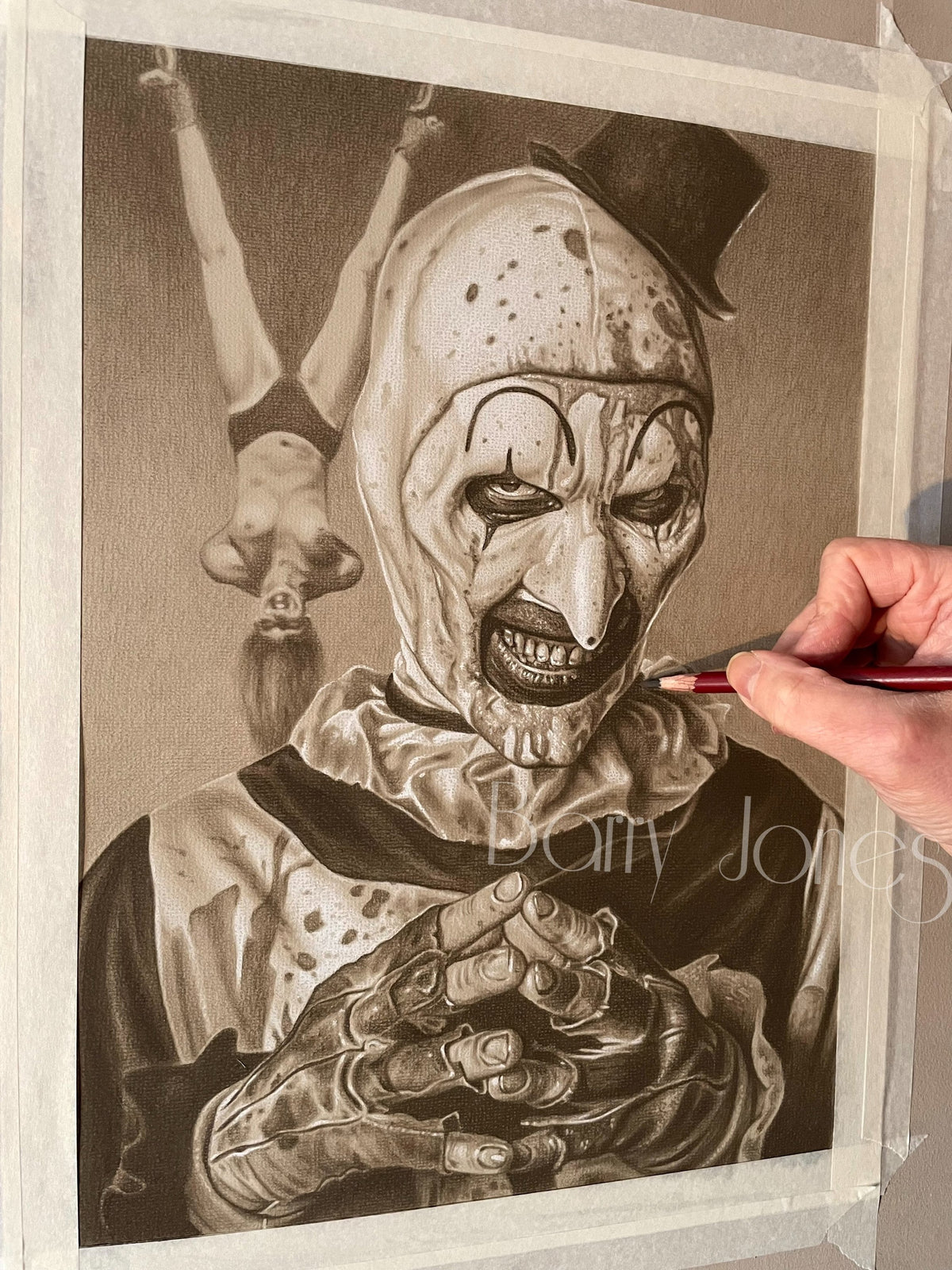Limited print taken from my original pastel drawing of art the clown from terrifier