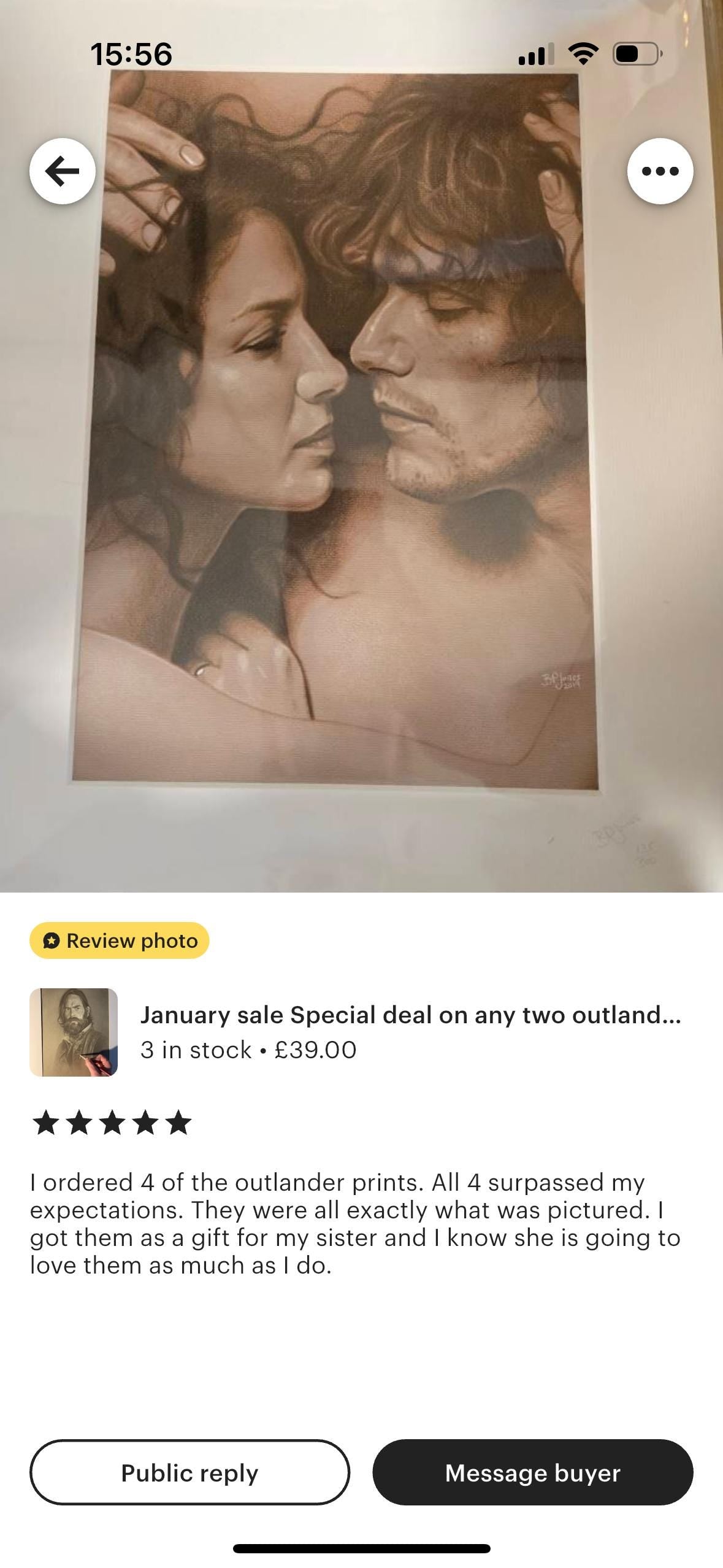 Limited print of my pastel drawing of Claire and Jamie from outlander
