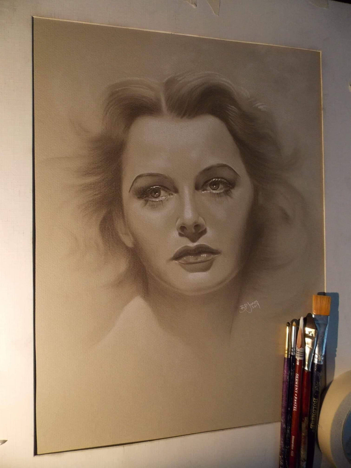 Limited print of my pastel drawing of Hedy Lamarr