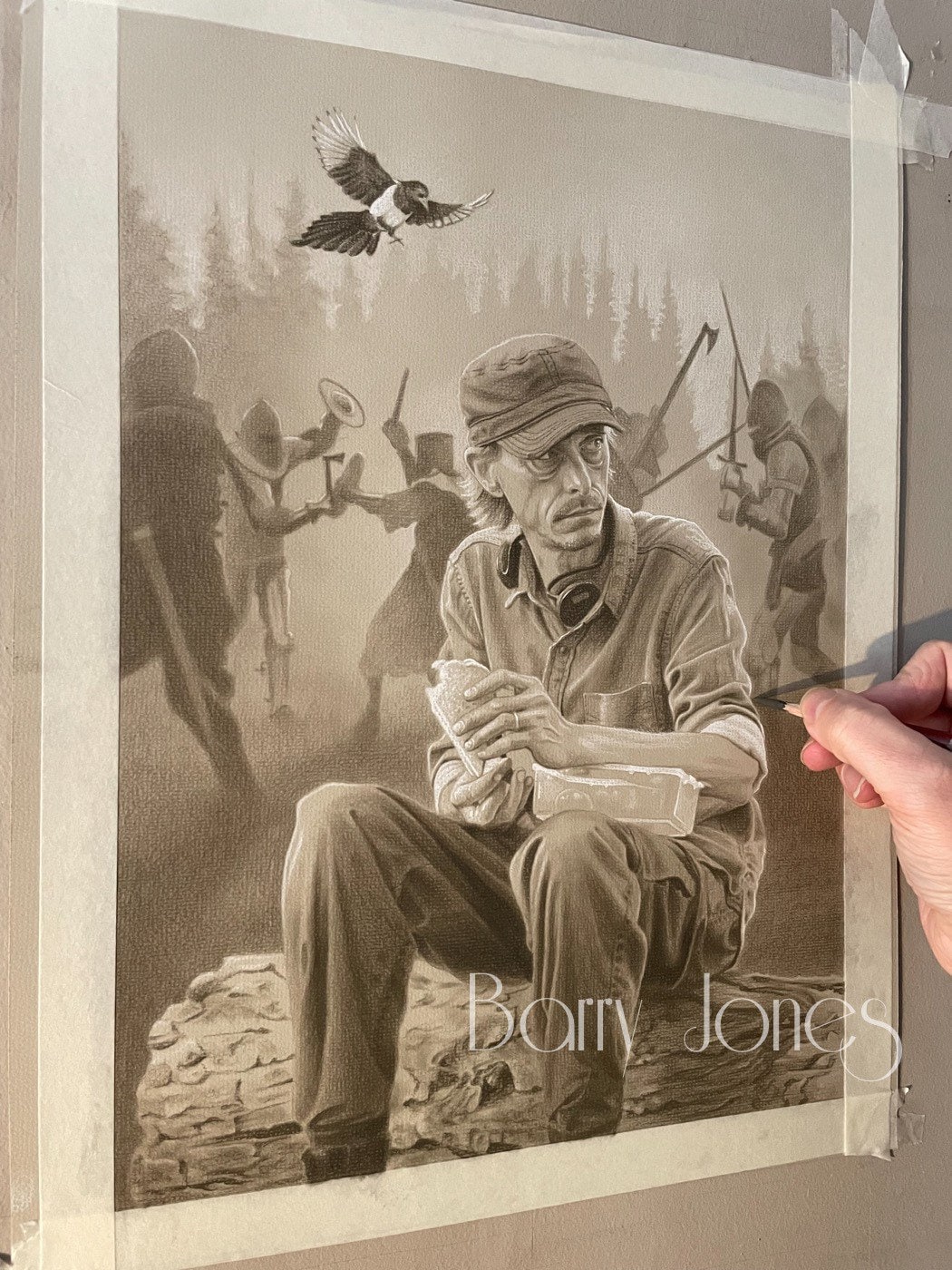 Limited print taken from my original pastel drawing of Andy from the detectorists series