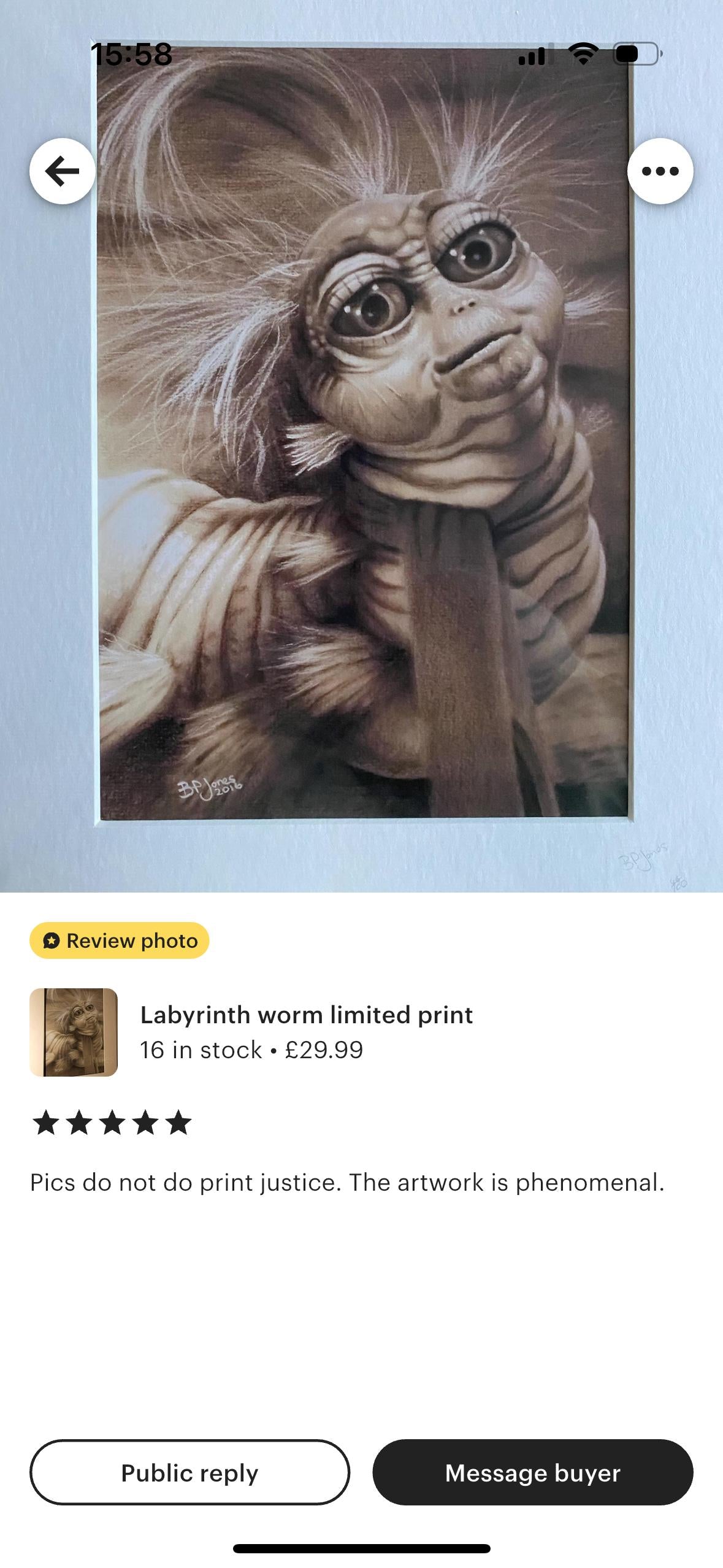 Labyrinth worm limited print