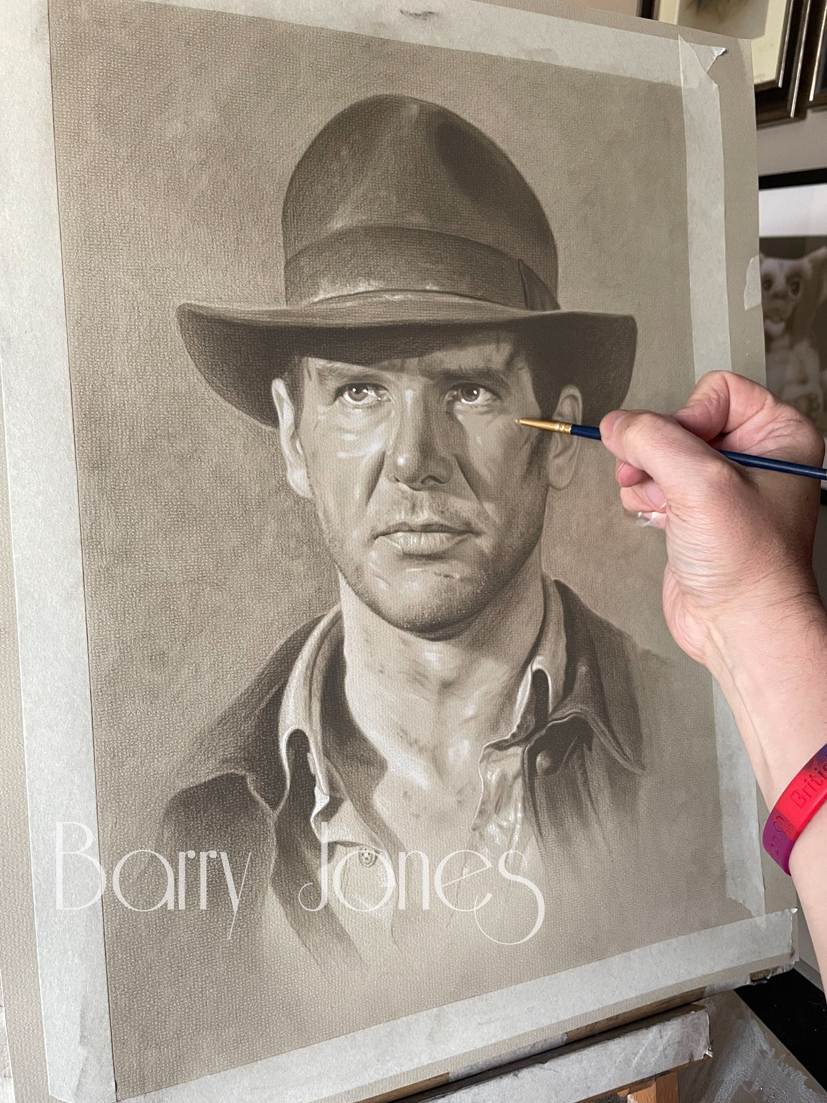 Limited print of my pastel drawing of Indiana Jones