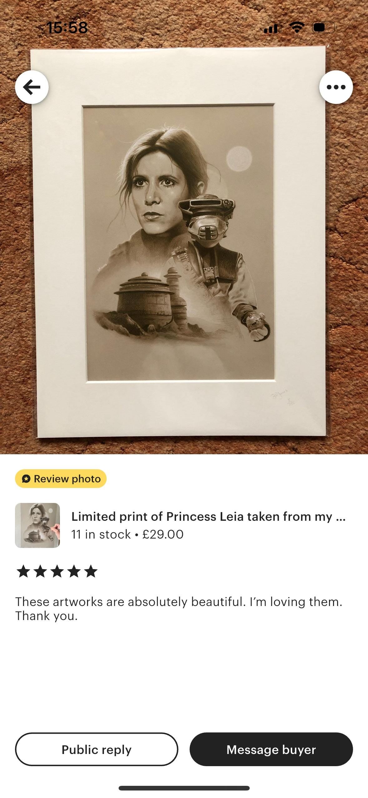 Limited print of Princess Leia taken from my original pastel drawing