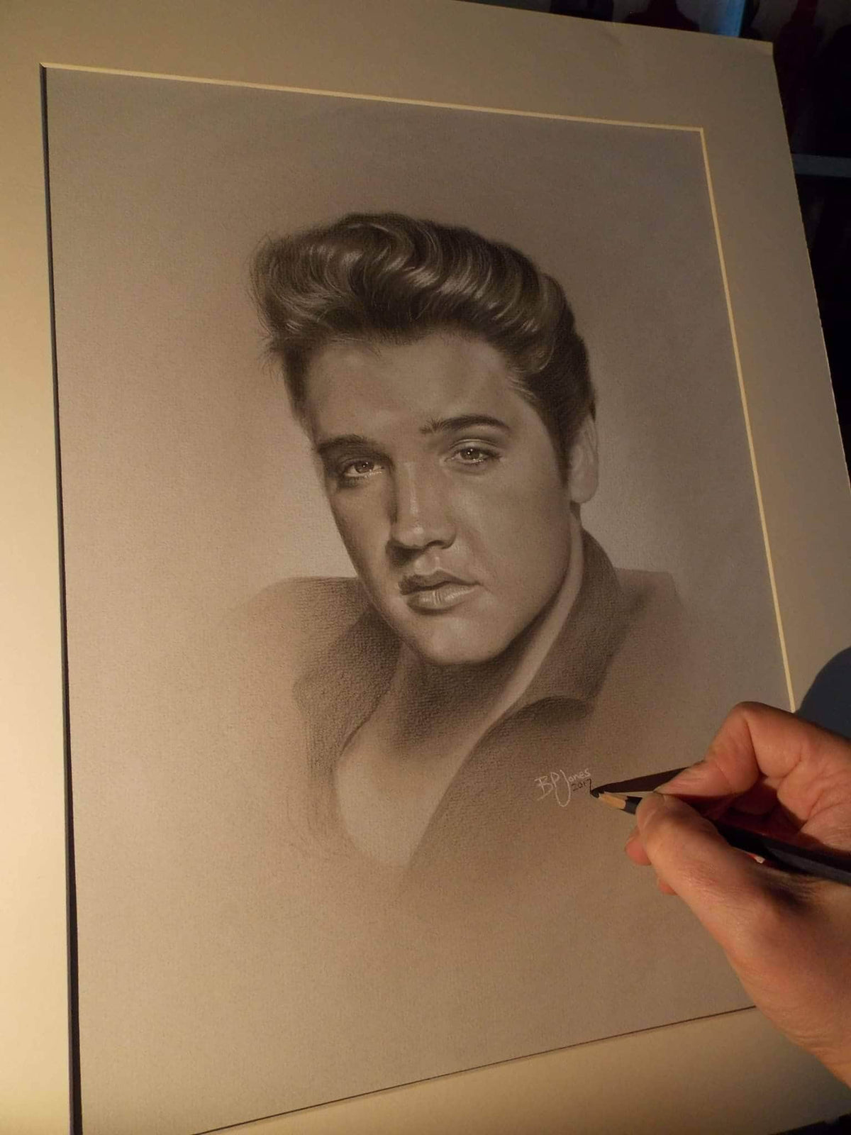 Limited print of my pastel drawing of Elvis