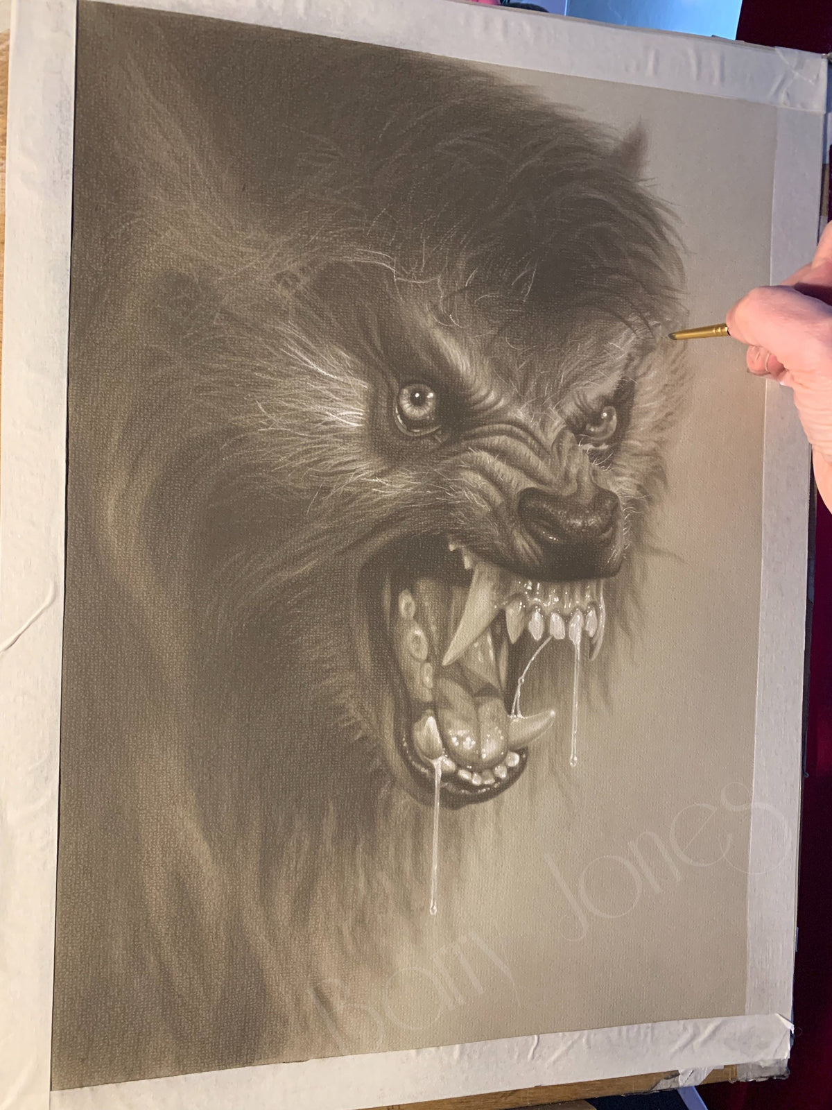 Limited print taken from my original pastel drawing of an American werewolf in London