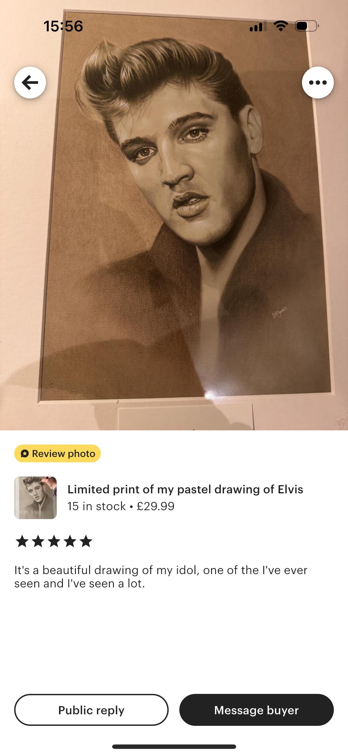 Limited print of my pastel drawing of Elvis