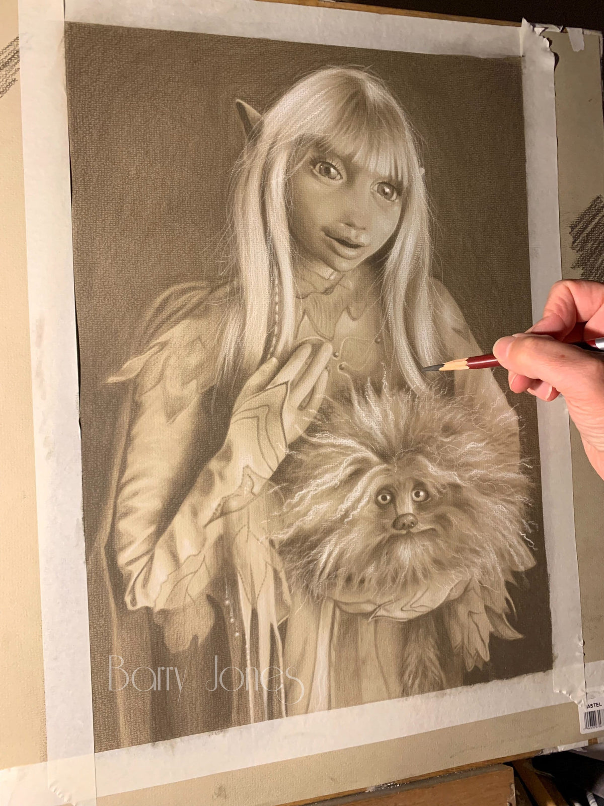 Limiter print taken from my original pastel drawing of Kira and fizzgig from the dark crystal