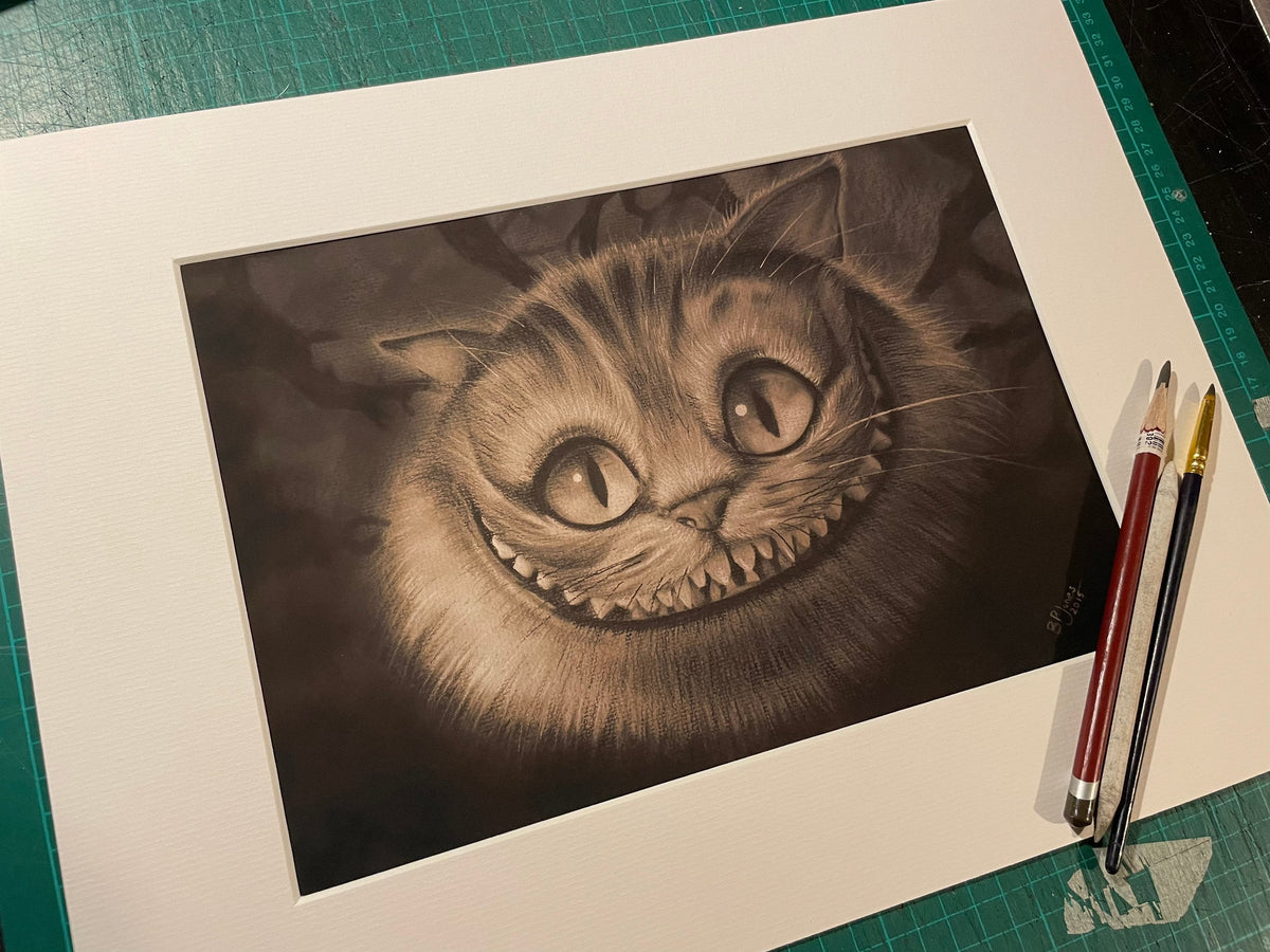 Limited print taken from my original pastel drawing of the Cheshire Cat from Alice in wonderland