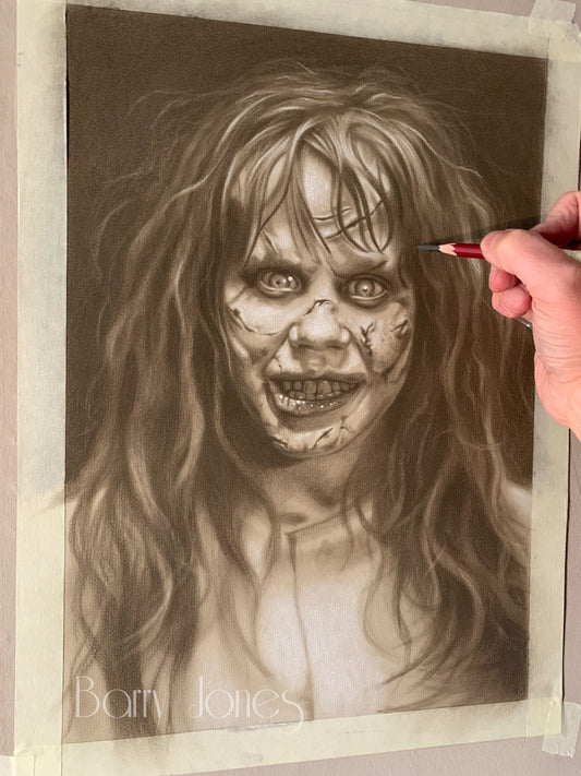 Limited print taken from my original pastel drawing of Regan from the exorcist
