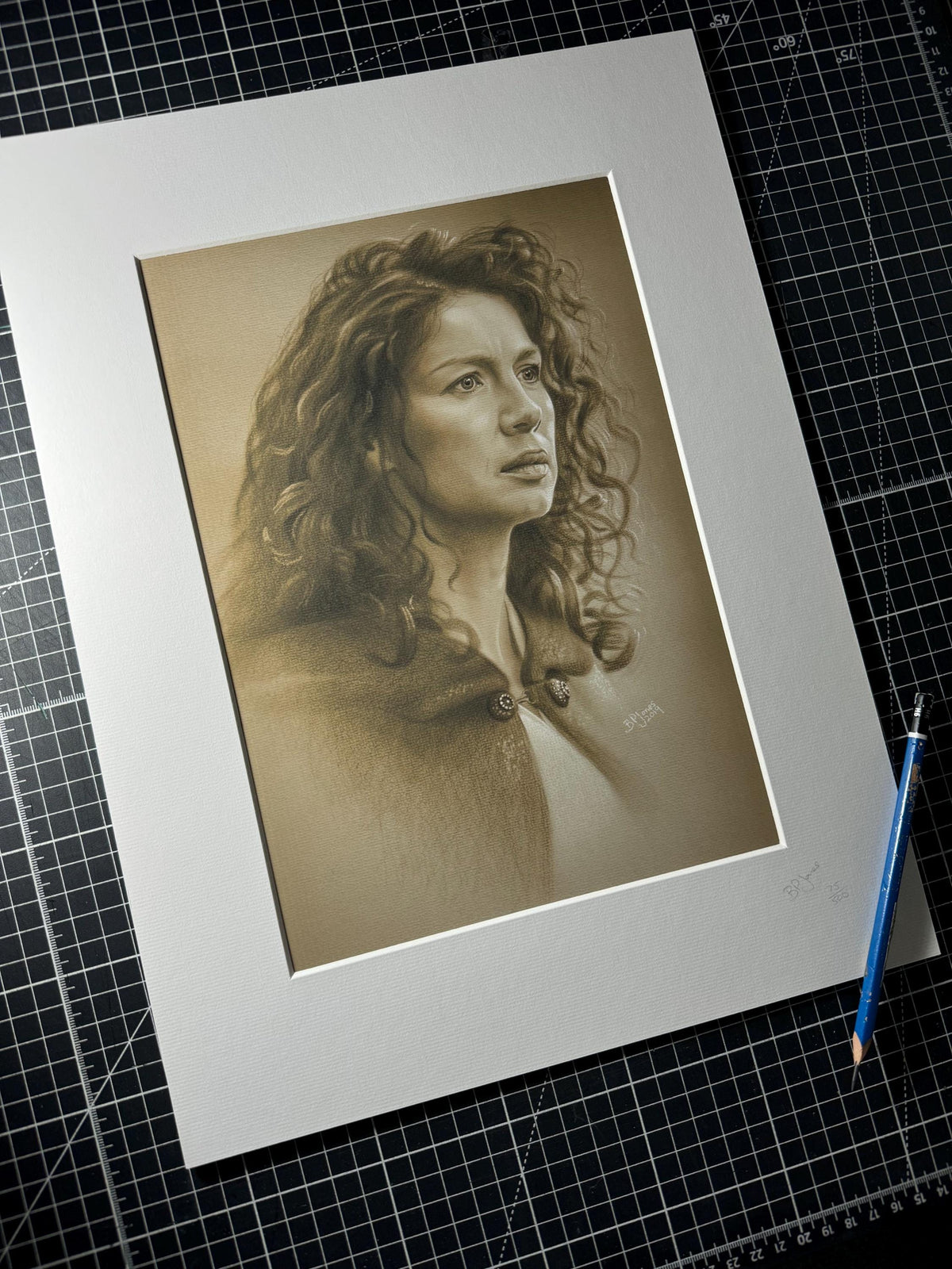 Limited print of my pastel drawing of Claire from outlander
